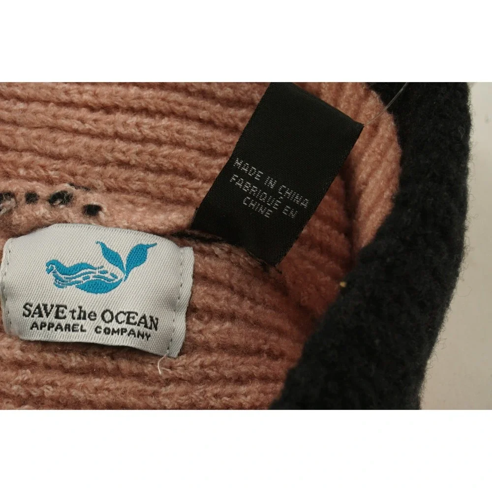 Beanie Striped SAVE THE OCEAN Gray White Tie Dye Recycled‎ Plastic New With Tags